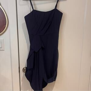 BCBGMaxAzria Runway Navy Blue Strapless Gathered Mini Dress Sz 8